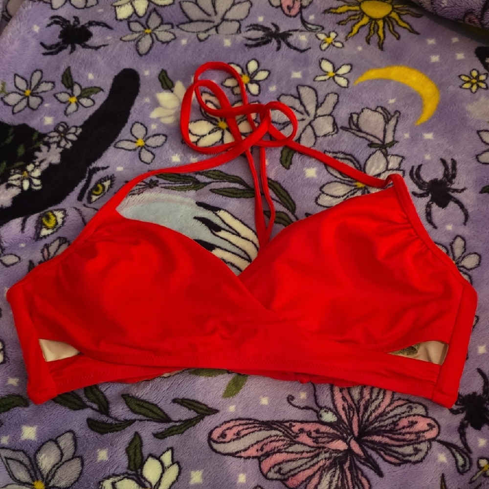 PINK Victoria's Secret Red and White Bikini Top